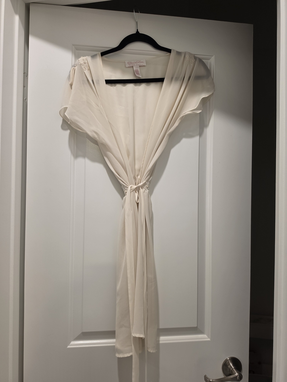 Oscar de la Renta Cream Sheer Short Robe - Picture 2 of 4